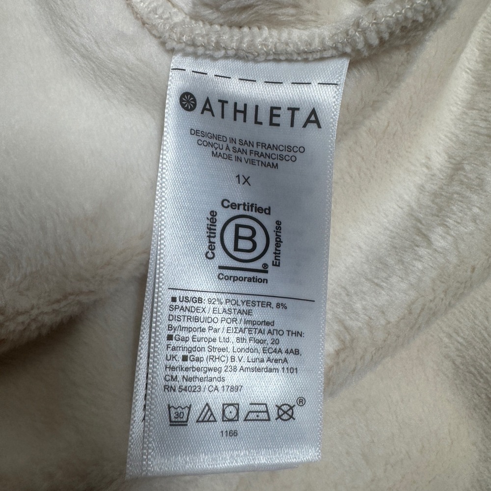Athleta Recover Cozy Snap Front Sweatshirt Women 1X Chantilly Cream Pullover NEW - Picture 8 of 8